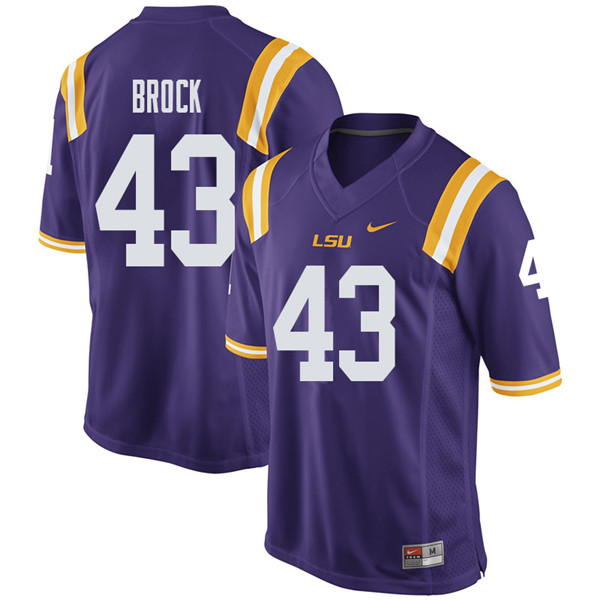 Men #43 Matt Brock LSU Tigers College Football Jerseys Sale-Purple